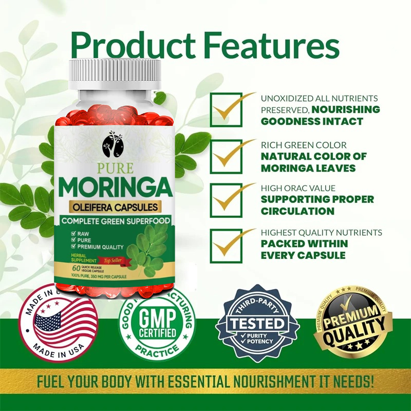 Moringa Capsules -60 Capsules  - مراجعة Moringa Leaf Powder وسعره