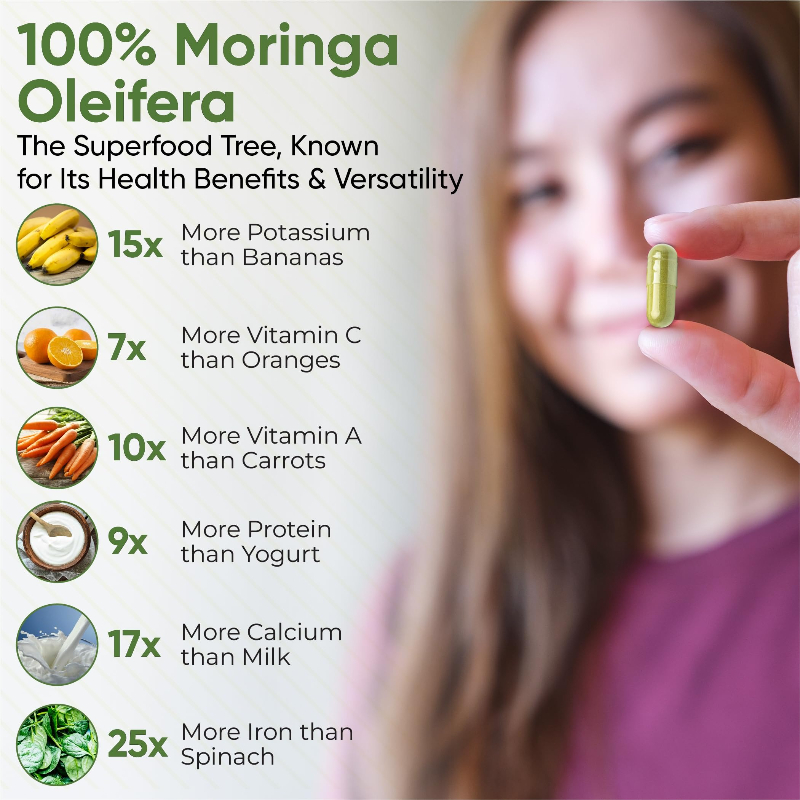 Natural Moringa Capsules -100% - مراجعة Moringa Leaf Powder وسعره